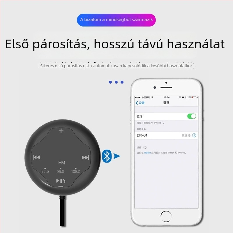 Autó Bluetooth vevő/adó 5.2, 3-in-1 Hands-Free MP3, FM Transzmitter, USB-C