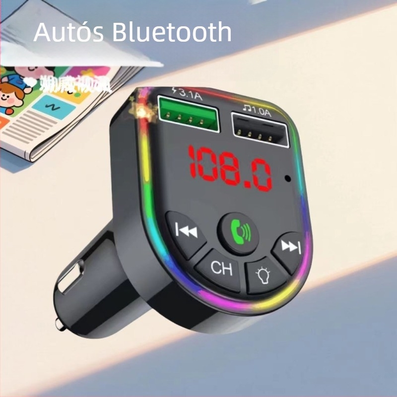 F5 Autós Bluetooth MP3 lejátszó USB-vel, atmoszférikus világítással, cigarettagyújtóról működtethető és hands-free hívásokkal