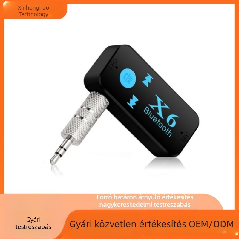 BTX6 Bluetooth autóadapter AUX hanghoz, TF-kártyával és 3,5 mm-es Bluetooth vevővel