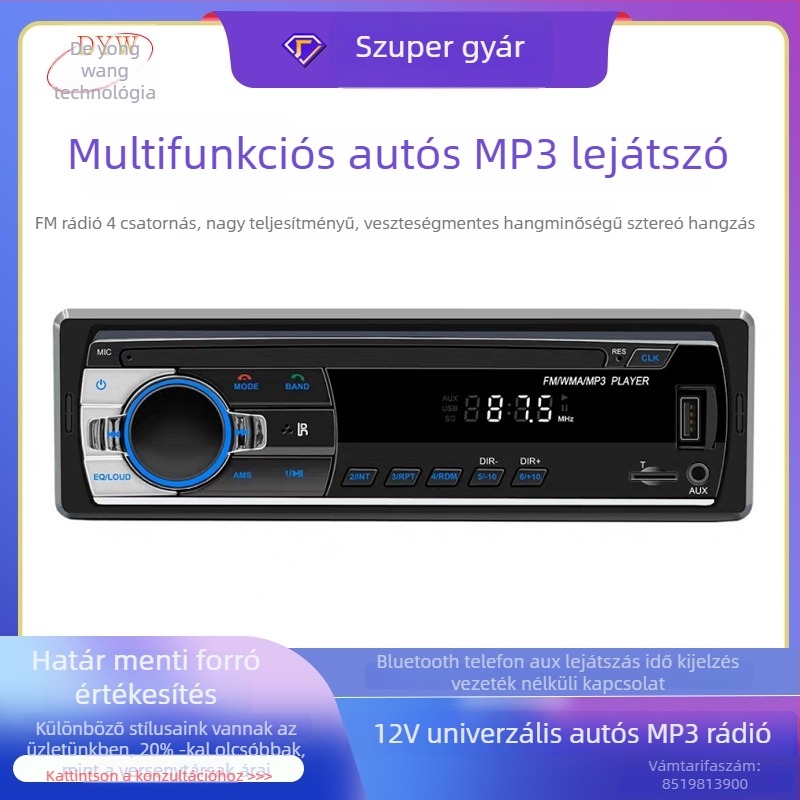 520 Bluetooth autós MP3 lejátszó USB/TF-kártya bemenettel, rádióval és hands-free hívásokkal