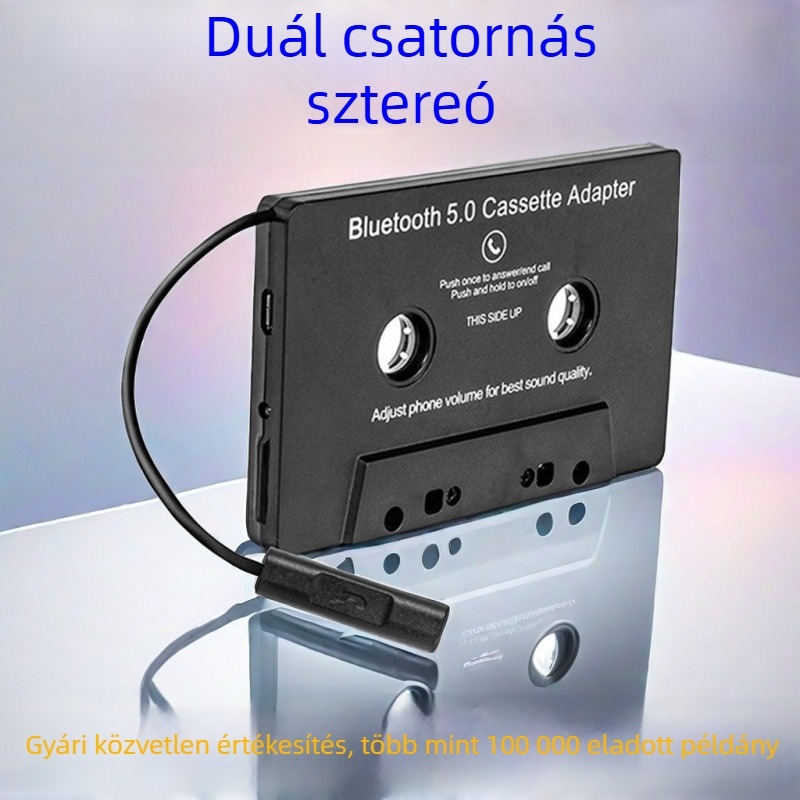 Autó Bluetooth kazetta konverter – MP3, Hands-Free Bluetooth, 8 órás lejátszás, 5V tápegység, ABS