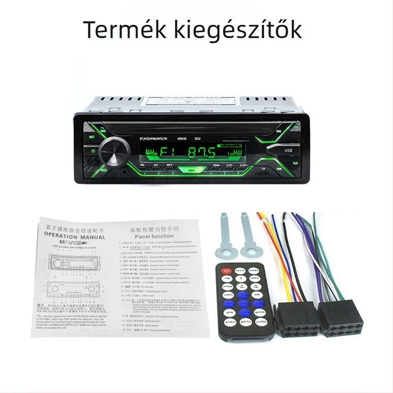 Autós MP3 lejátszó Bluetooth Hands-Free, FM rádió, USB-meghajtó támogatás, Modell 3010, 12V járműtáp
