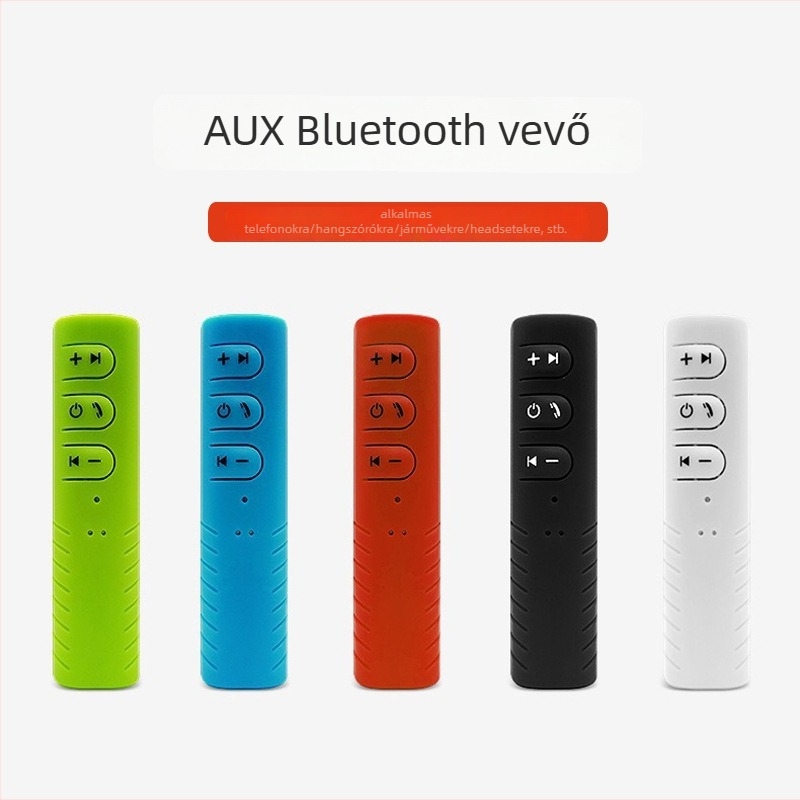 Autó Bluetooth kihangosító vevő 3.5 mm-es AUX bemenettel — klipszes hordozható MP3 lejátszó, 5V bemenet, frekvencia-válasz 20 Hz–20 kHz, mikrofon -38 dB