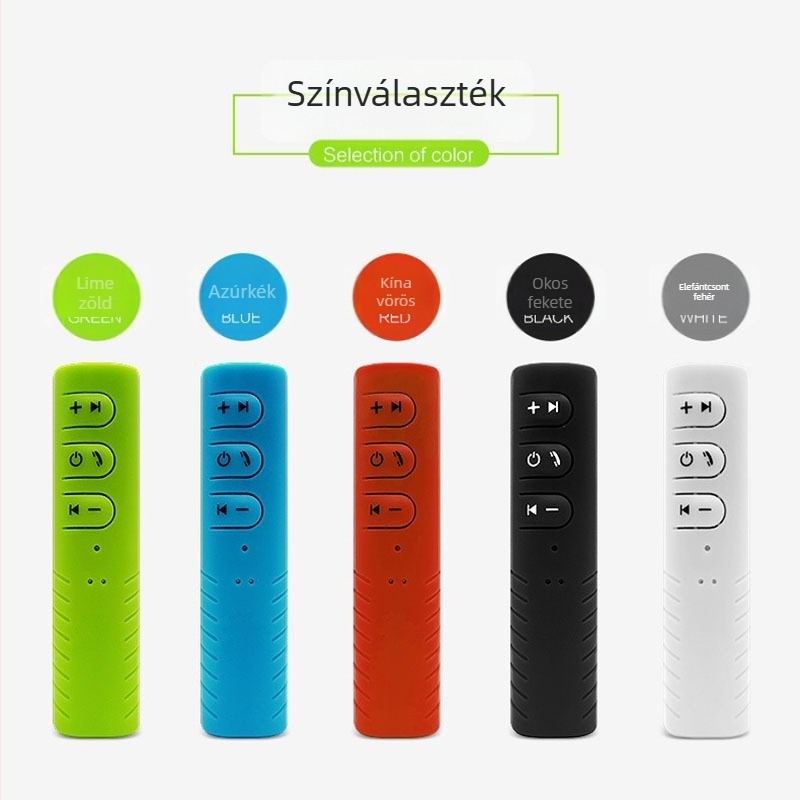 Autó Bluetooth kihangosító vevő 3.5 mm-es AUX bemenettel — klipszes hordozható MP3 lejátszó, 5V bemenet, frekvencia-válasz 20 Hz–20 kHz, mikrofon -38 dB