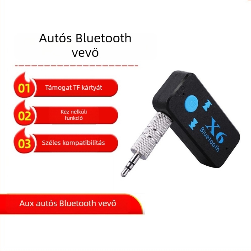 Bluetooth autós kihangosító vevő, AUX adapter, ABS anyag, univerzális kompatibilitás, Bluetooth audio vevő
