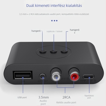 NFC Bluetooth autóhifi vevő, 3,5 mm AUX és USB zenelejátszáshoz, modell B21, Bluetooth 5.3