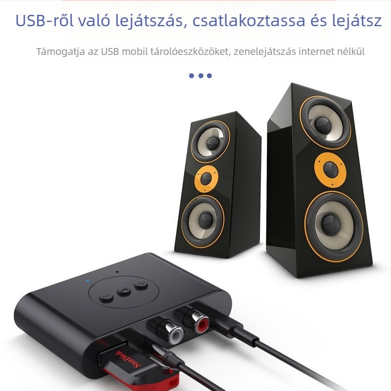 NFC Bluetooth autóhifi vevő, 3,5 mm AUX és USB zenelejátszáshoz, modell B21, Bluetooth 5.3