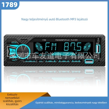 Autós Bluetooth MP3 lejátszó FM rádióval, USB/SD kártya támogatás, 12V tápegység, alumínium ötvözetes ház, Modell 1789