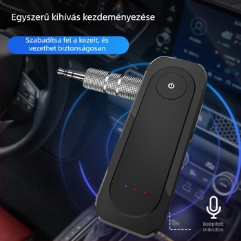 Autó Bluetooth vevő‑adó 3,5 mm AUX-szal, Hands-free beszélgetés, kettős átviteli mód, Plug‑and‑Play, Bluetooth 6.0