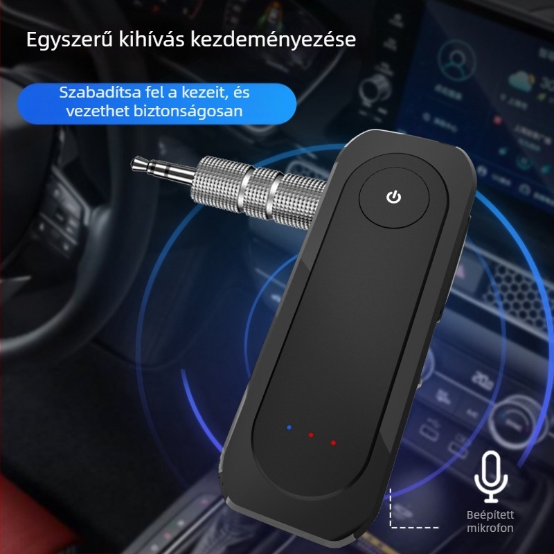 Autó Bluetooth vevő‑adó 3,5 mm AUX-szal, Hands-free beszélgetés, kettős átviteli mód, Plug‑and‑Play, Bluetooth 6.0