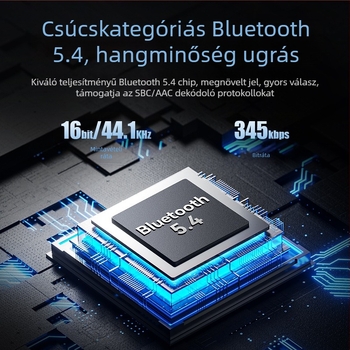 Autó Bluetooth vevő A5R, Bluetooth 5.4, 3,5 mm/Type-C interfész, plug‑and‑play, külső tápegység, hatótávolság 20 m