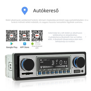 Autós MP3 lejátszó, 12V tápegységgel, OLED kijelző, FM rádió, USB/TF MP3 lejátszás, 128MB tárhely