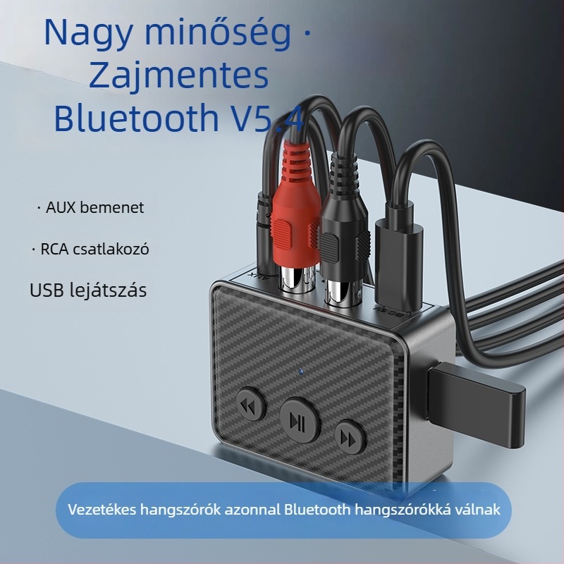 Autós Bluetooth zenei vevő – Hands-free, Bluetooth 5.4, USB zene lejátszás, Plug-and-Play, Külső áramellátás, 5 m hatótávolság