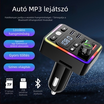 Autó Bluetooth FM transmitter M32 digitális kijelzővel, USB töltő, 12-24V tápegység