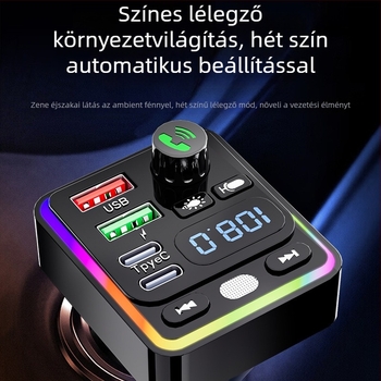 Autó Bluetooth FM transmitter M32 digitális kijelzővel, USB töltő, 12-24V tápegység