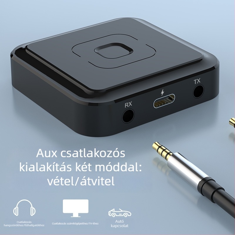 BT-22 Autó Bluetooth audió átadó-vevő – Bluetooth 5.1, 3,5 mm csatlakozó, Plug-and-Play, külső tápegység