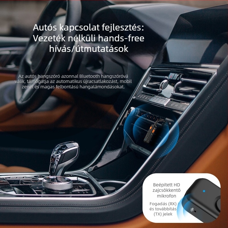 Autó Bluetooth 5.4 vevő-adó 2-in-1, 3,5 mm-es audió adapter, kihangosító beszélgetés, Plug-and-Play