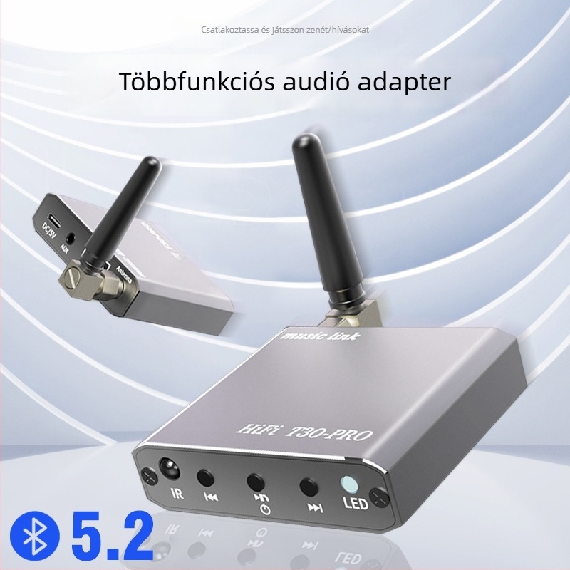 Autó Bluetooth-vevő és többfunkciós adapter - USB-meghajtóról zene lejátszás, kihangosítás, Plug-and-Play, külső táp nélkül, BT 5.1, 3,5 mm/USB interfész, 30 m hatótávolság, modell T30