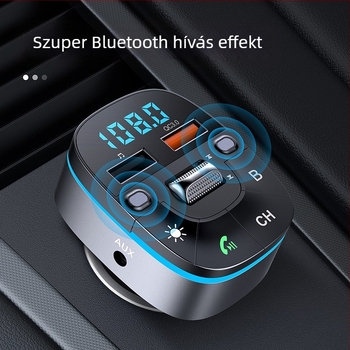 Autó Bluetooth MP3 lejátszó FM adóval, kristálytiszta beszélgetések, modell T75, QC3.0 gyorstöltés, 12-24V tápegység, 1,1 hüvelykes mono kijelző