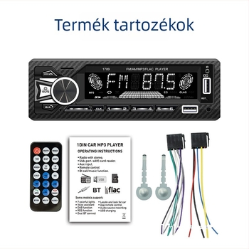 Autós MP3 lejátszó FM rádióval, kettős Bluetooth és USB, 12V, 128MB tárhely