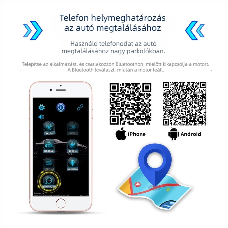 Autós MP3 lejátszó FM rádióval, kettős Bluetooth és USB, 12V, 128MB tárhely