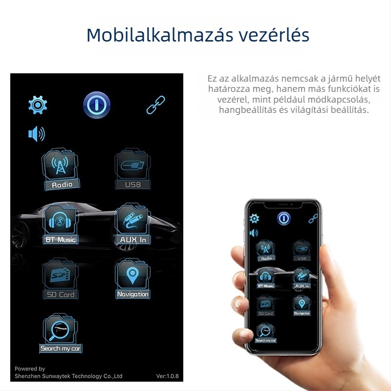 Autós MP3 lejátszó FM rádióval, kettős Bluetooth és USB, 12V, 128MB tárhely