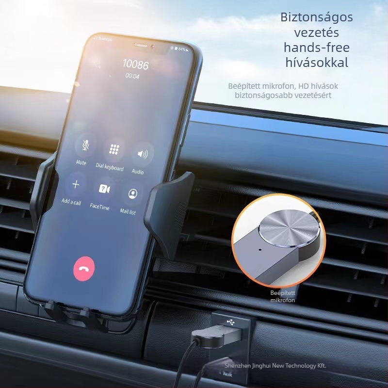 Autó Bluetooth vevő az AUX 3,5 mm-rel, Bluetooth 5.3, Plug-and-Play, 10 m hatótávolság, külső áramellátás nélkül