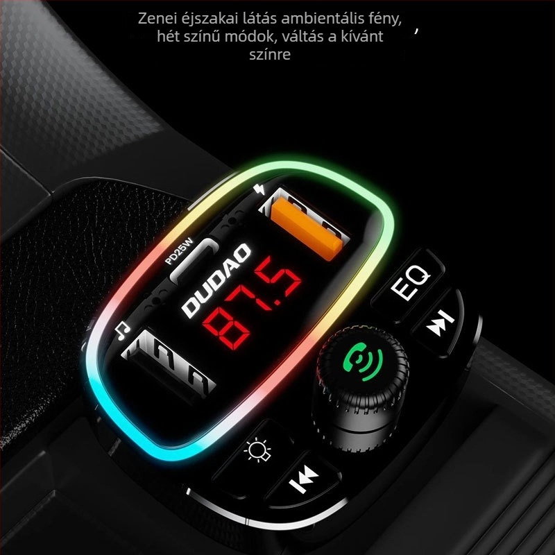 R2Pro+ autó Bluetooth MP3 vevő veszteségmentes hanggal, PD gyorstöltés, OLED kijelző és FM rádió, 12-24V bemenet