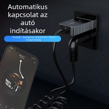 Autó Bluetooth vevő AUX-kal, Bluetooth 5.0, Plug‑and‑Play, USB/3.5 mm interfész, 10 m hatótávolság, D08 modell