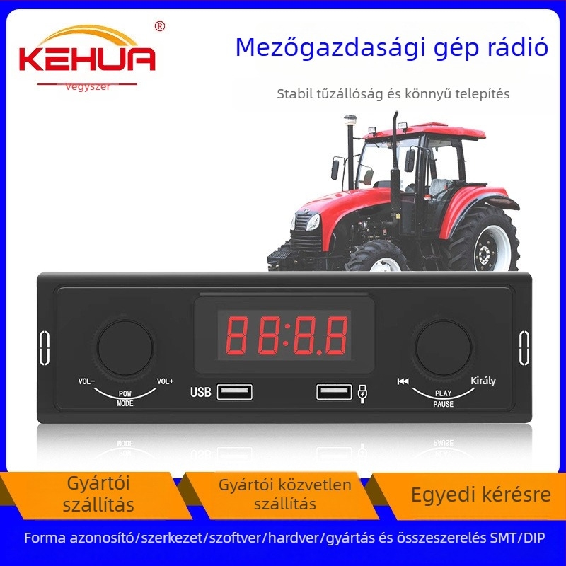 KH-030 Autós MP3 lejátszó Bluetooth-tal, FM rádióval, USB lejátszással és cigarettagyújtó csatlakozóval (8-120V)