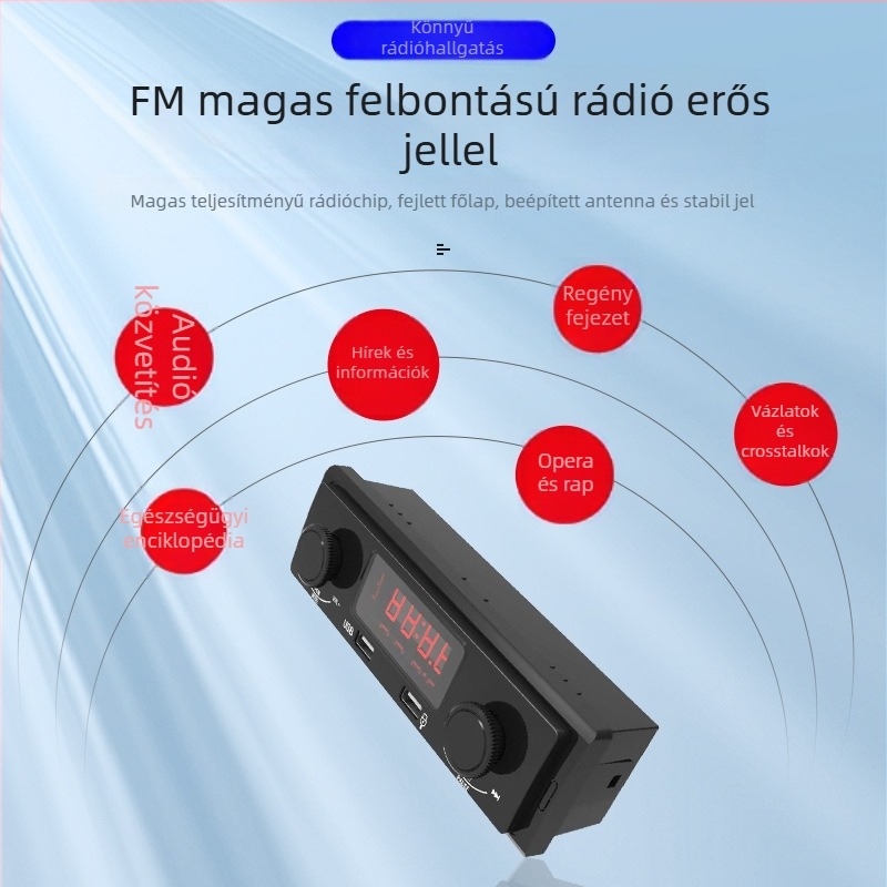 KH-030 Autós MP3 lejátszó Bluetooth-tal, FM rádióval, USB lejátszással és cigarettagyújtó csatlakozóval (8-120V)