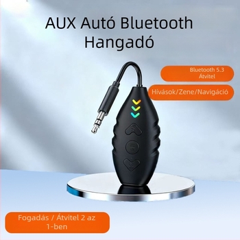 3 az 1-ben autós Bluetooth vevő/adó AUX hang adapterrel, Hands-free hívások, Bluetooth 5.3, 5–12V, 3,5 mm audio port, 2,4 GHz