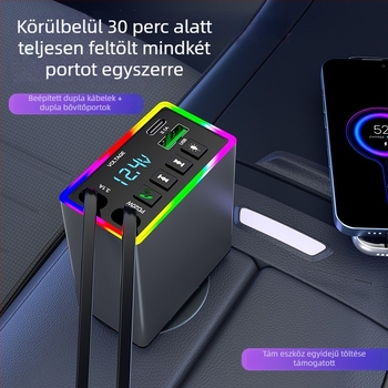 M38 autós töltő USB Bluetooth vevővel, 12–24V, USB interfész, FM funkció