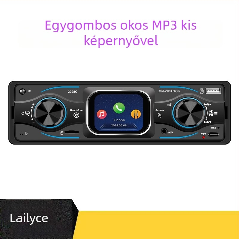 Autós MP3 lejátszó 2,17 hüvelykes TFT HD érintőképernyővel, USB interfész, 12V járműtáp, FM rádió, modell 2025c
