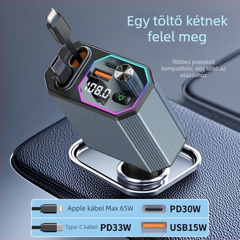 A28 digitális kijelzős autó töltő USB 12-24V FM rádióval