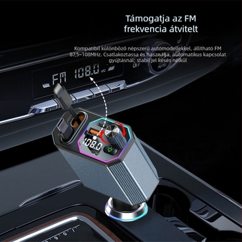 A28 digitális kijelzős autó töltő USB 12-24V FM rádióval