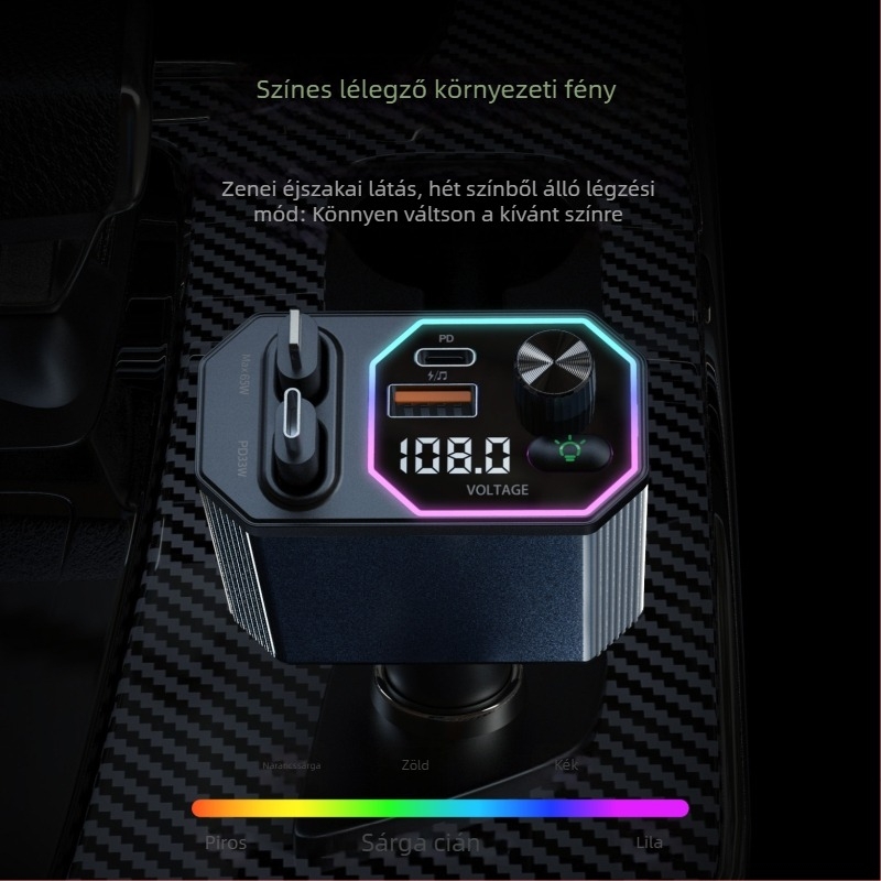 A28 digitális kijelzős autó töltő USB 12-24V FM rádióval