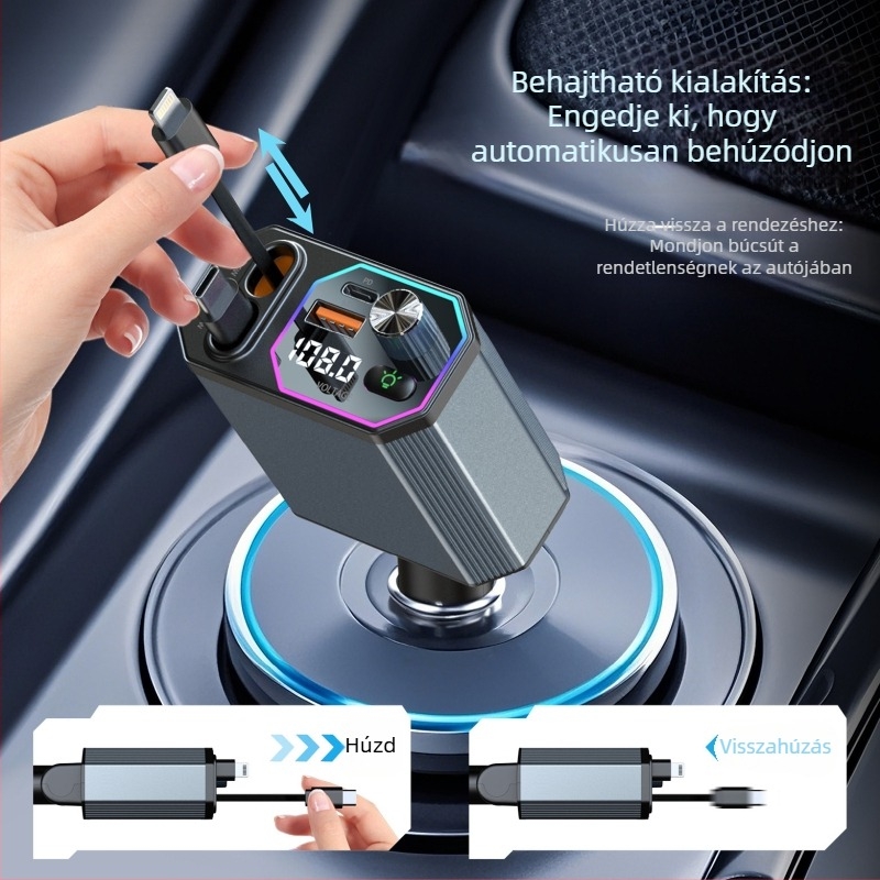 A28 digitális kijelzős autó töltő USB 12-24V FM rádióval