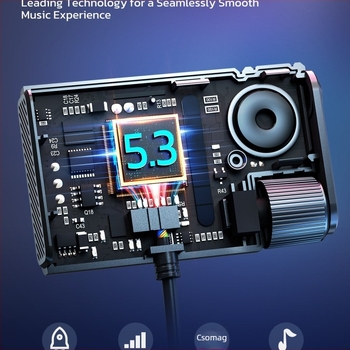 BT64 autó Bluetooth-vevő MP3-lejátszóval, Hands-Free hívás, 3,5 mm AUX, töltő, Bluetooth 5.4