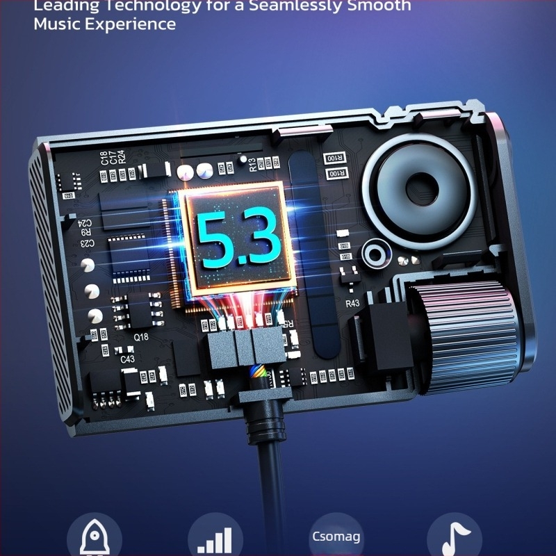 BT64 autó Bluetooth-vevő MP3-lejátszóval, Hands-Free hívás, 3,5 mm AUX, töltő, Bluetooth 5.4