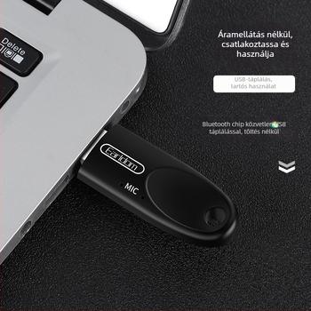 Earldom M40 Bluetooth-vevő USB-hez, Plug‑and‑Play autóhoz, kihangosító beszélgetések, Bluetooth 5.0, 10 m hatótáv