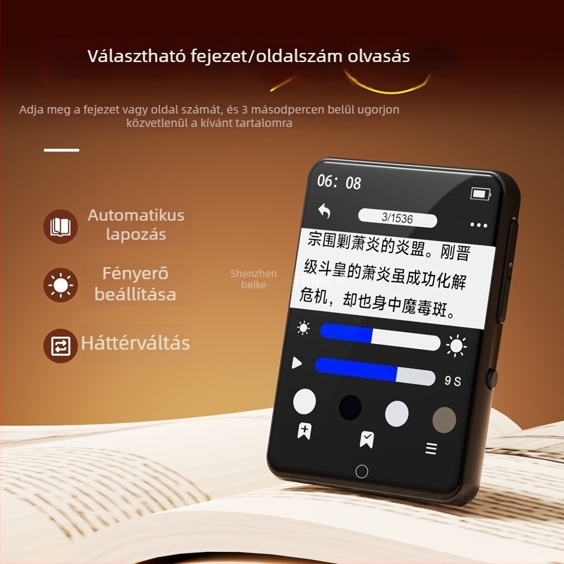 Bluetooth MP4/MP3 hordozható lejátszó regények és e-könyvek olvasásához – középiskolai kiadás