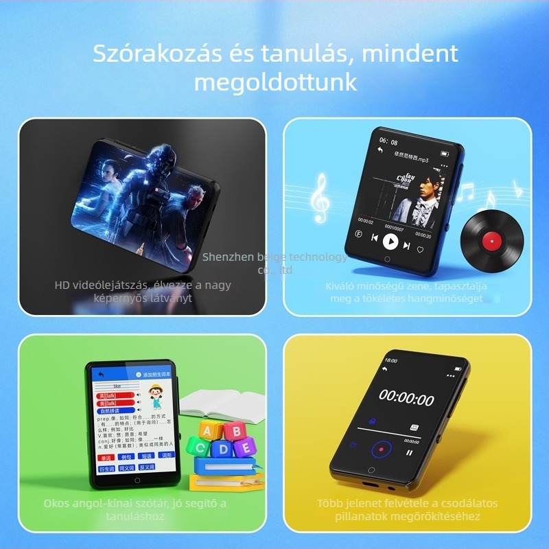 Bluetooth MP4/MP3 hordozható lejátszó regények és e-könyvek olvasásához – középiskolai kiadás