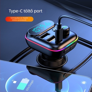Autós Bluetooth vevő MP3 lejátszással, USB MP3 lejátszás, FM rádió, 12–24V szivargyújtó tápegység, T70 modell