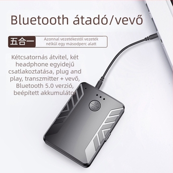 Autóba szánt Bluetooth 5.0 audio adó-vevő, USB és 3,5 mm-es interfész, Plug-and-Play, külső tápellátás nélkül, egy–kettő vezeték nélküli átvitel, Hi‑Fi hangminőség