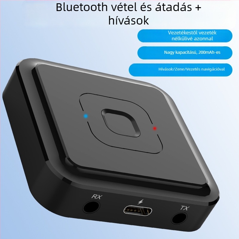 CHX-BT-22 Autó Bluetooth 5.1 audio adapter 3.5 mm/Type-C interfész, Plug-and-Play továbbító és vevő, 10 m hatótávolság