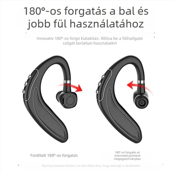 Vezeték nélküli Bluetooth fülhallgató, egyoldali, hosszú üzemidő, Bluetooth 5.3, vízálló, 15 m hatótáv, sportos stílus