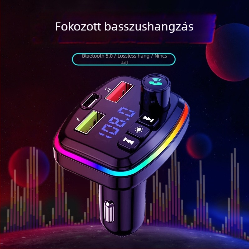 M14 Bluetooth autó MP3 lejátszó kihangosítóval, QC3.0 gyors töltés, FM rádió, USB interfész, 12–24V szivargyújtó tápegység
