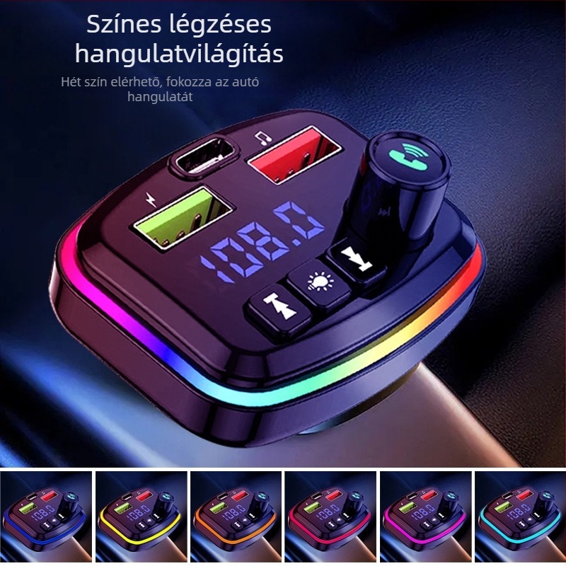 M14 Bluetooth autó MP3 lejátszó kihangosítóval, QC3.0 gyors töltés, FM rádió, USB interfész, 12–24V szivargyújtó tápegység