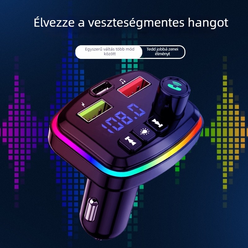 M14 Bluetooth autó MP3 lejátszó kihangosítóval, QC3.0 gyors töltés, FM rádió, USB interfész, 12–24V szivargyújtó tápegység